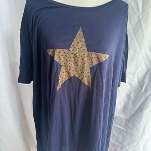 The Avenue plus size Navy Star Print T-Shirt 30/32